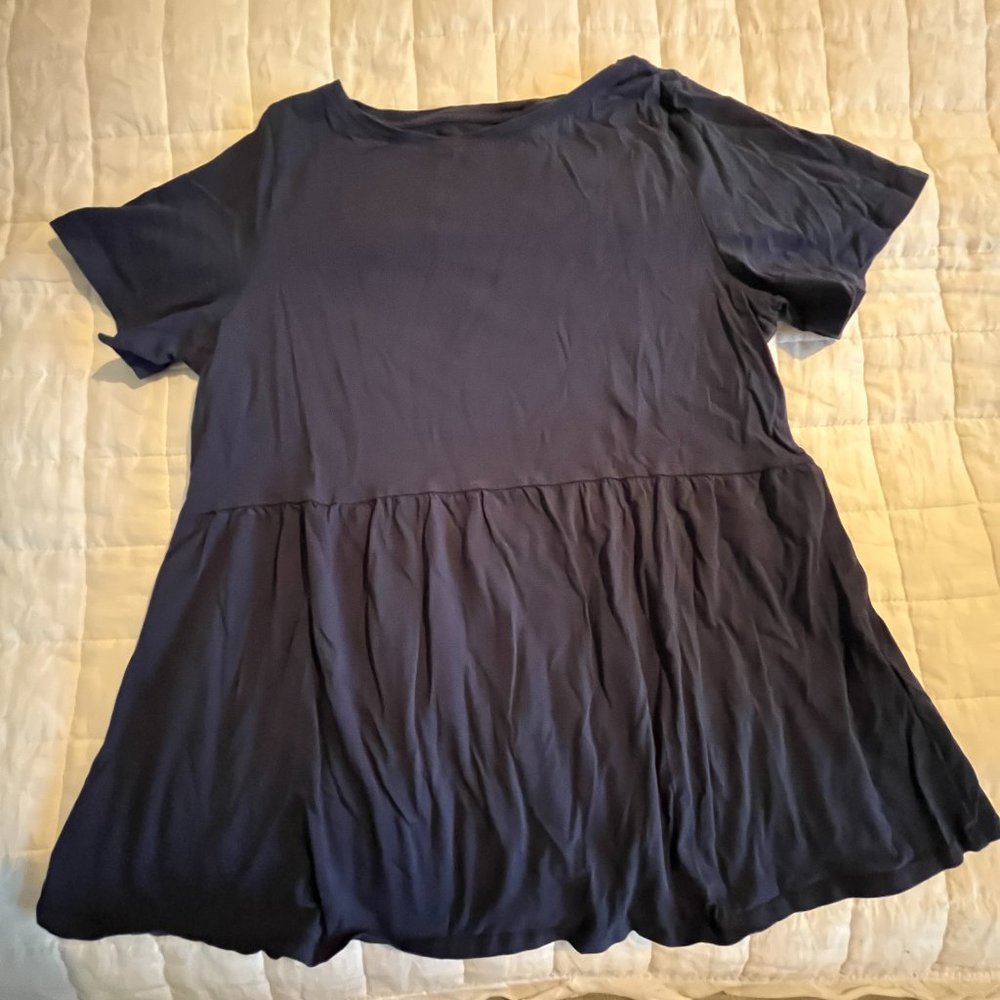 Navy Maternity Peplum T-Shirt